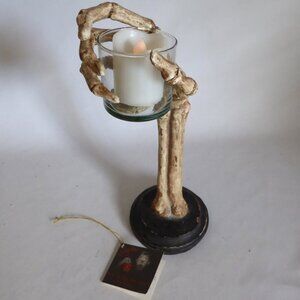 NEW RETIRED 10” BETHANY LOWE HALLOWEEN SKELETON ARM CANDLE HOLDER RESIN FIGURE